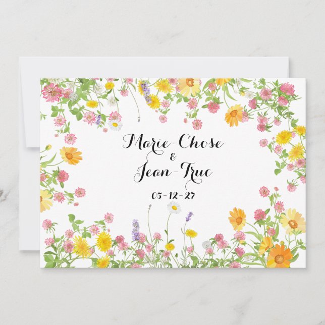 Rustic flower wreath Quebec Save the date Holiday Card (Front)