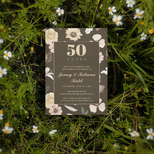 Rustic Flowers 50th wedding anniversary  Invitation