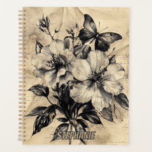 Rustic Flowers and Butterfly - Aged Paper (4) Planner