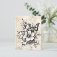 Rustic Flowers and Butterfly - Aged Paper (5)