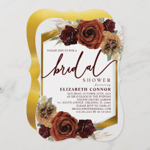 Rustic Flowers and Pampas Grass Bridal Shower Invitation