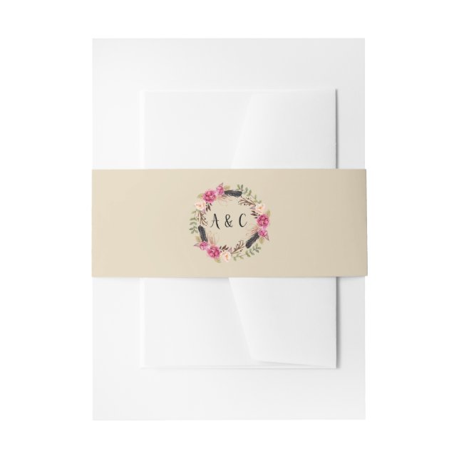 Rustic Flowers Belly Band Boho Floral Belly Band Invitation Belly Band (Front Example)