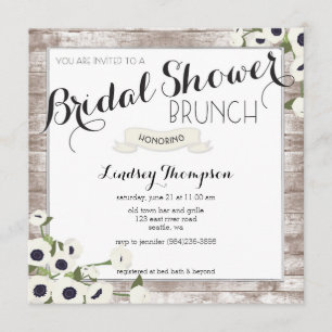 Rustic Flowers Bridal Shower Brunch Invitation
