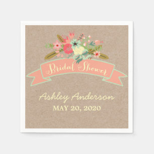 Rustic Flowers Bridal Shower Paper Napkins