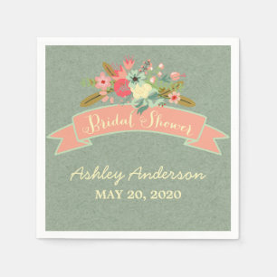 Rustic Flowers Bridal Shower Paper Napkins