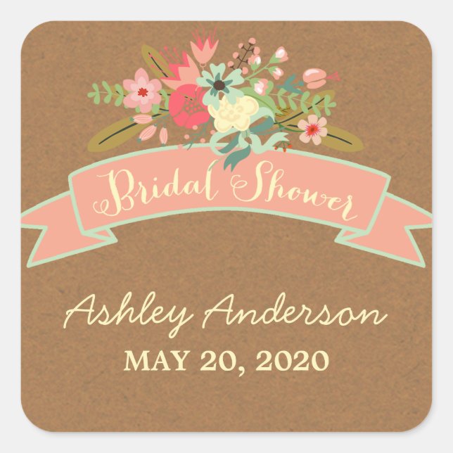 Rustic Flowers | Bridal Shower Sticker (Front)