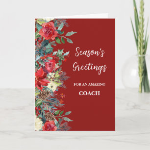 Rustic Flowers Coach Christmas Holiday Card