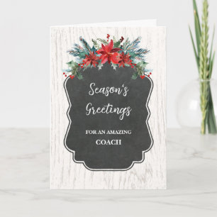 Rustic Flowers Coach Christmas Holiday Card