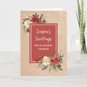 Rustic Flowers Coach Christmas Holiday Card