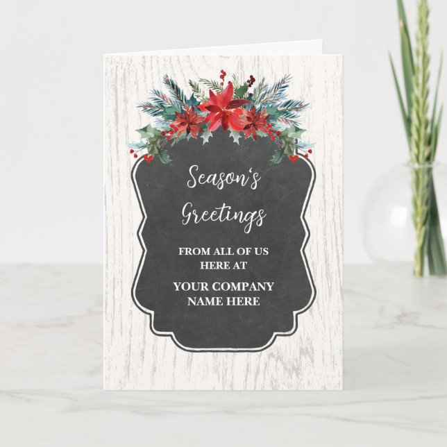 Rustic Flowers Employee Christmas Holiday Card (Front)