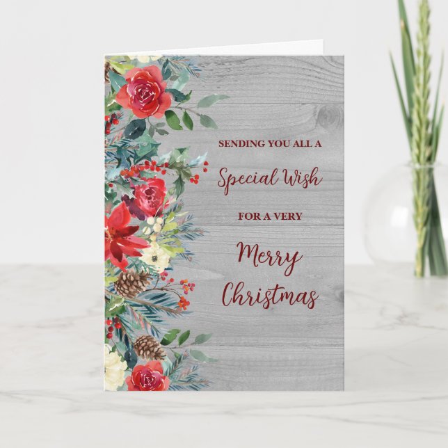 Rustic Flowers For Group Christmas Holiday Card (Front)