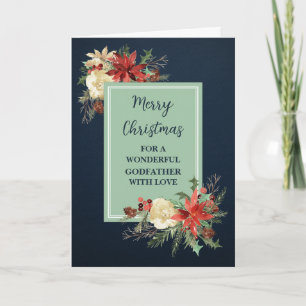 Rustic Flowers Godfather Merry Christmas Card