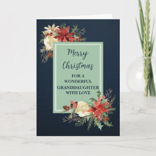 Rustic Flowers Granddaughter Merry Christmas Card