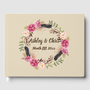 Rustic Flowers Guest Book Boho Floral Guest Book