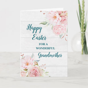 Rustic Flowers Happy Easter Grandmother Holiday Card