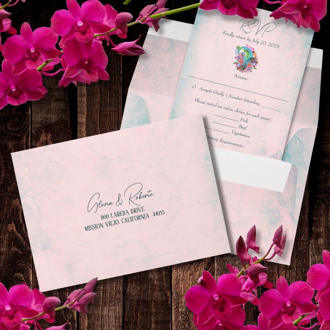 Rustic Flowers Heart Mexican Wedding RSVP Card Envelope (Creator Uploaded)