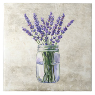 Rustic Flowers Lavender in Vintage Jar Tile