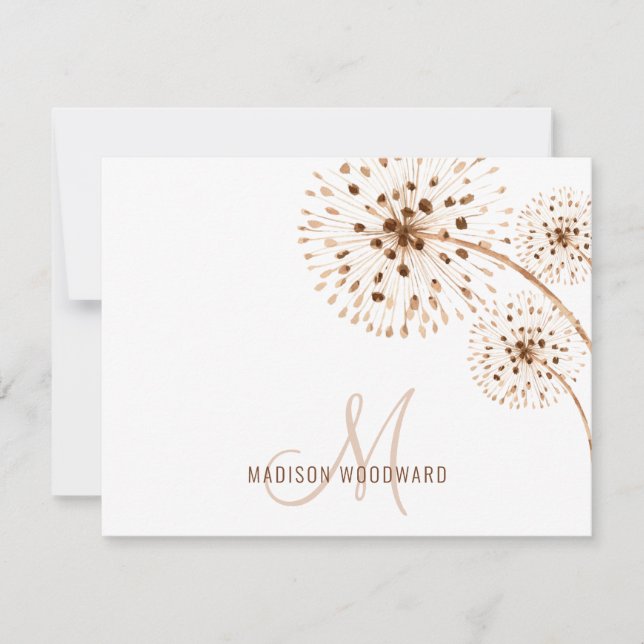 Rustic Flowers Monogram Note Card (Front)
