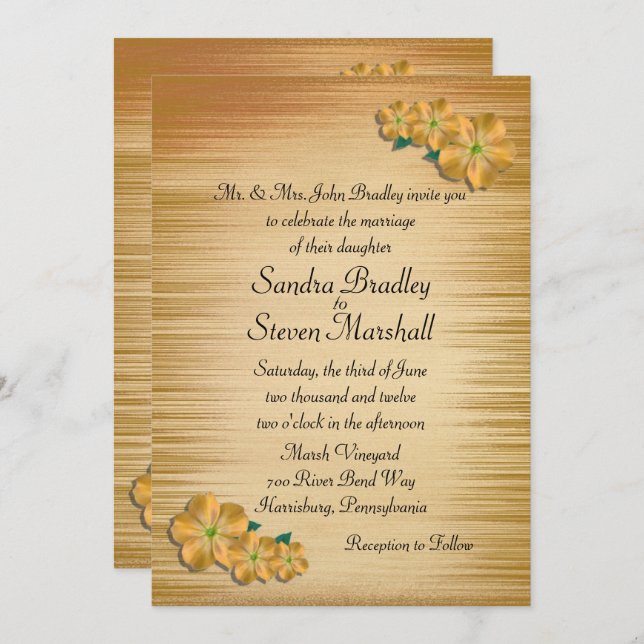 Rustic Flowers Wedding Invitation (Front/Back)