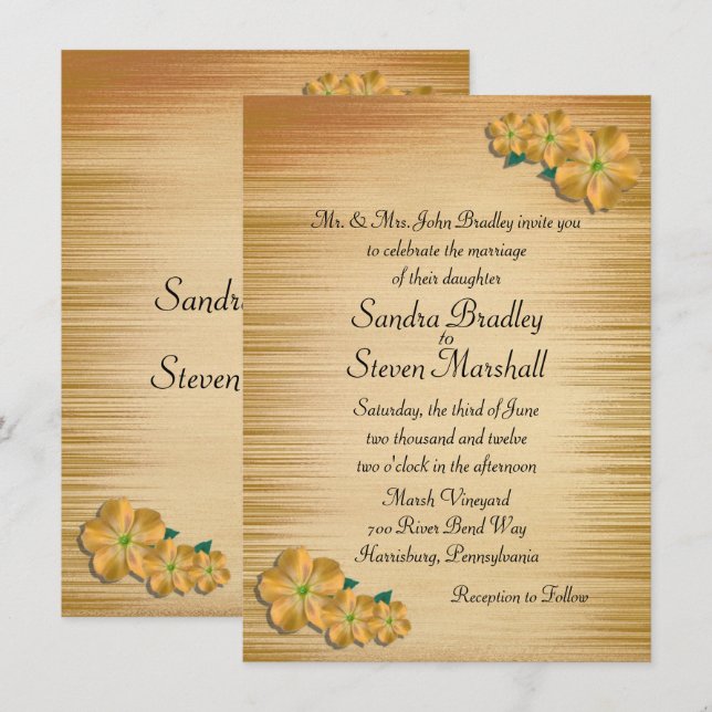 Rustic Flowers Wedding Invitation (Front/Back)