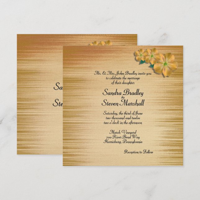 Rustic Flowers Wedding Invitation (Front/Back)