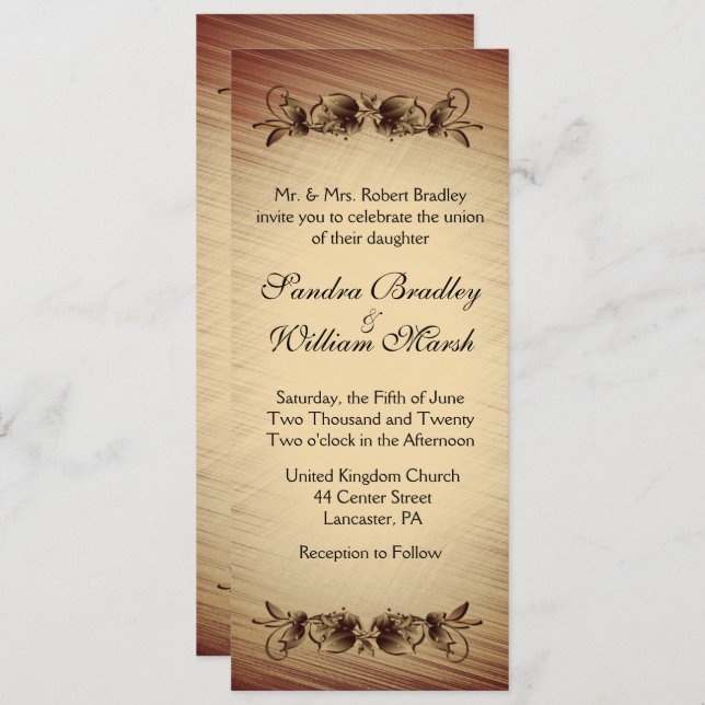 Rustic Flowers Wedding Invitation (Front/Back)