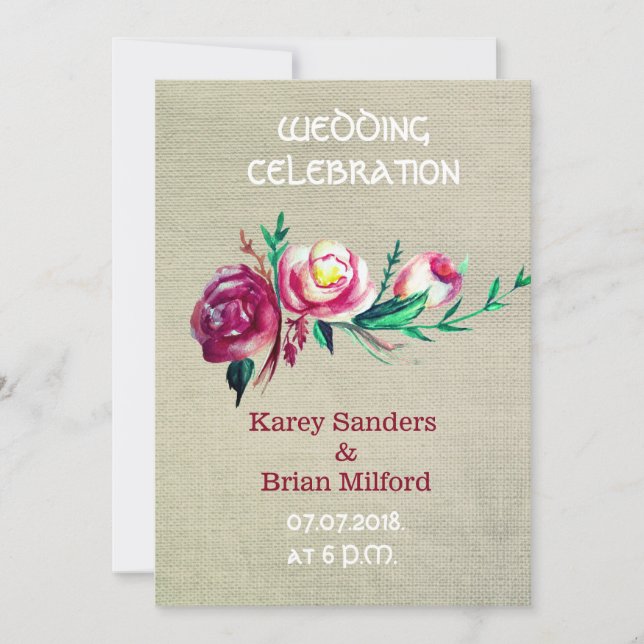 Rustic Flowers Wedding Invitations (Front)