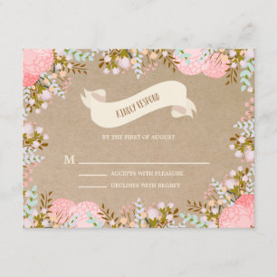 Rustic Flowers   Wedding Response Card
