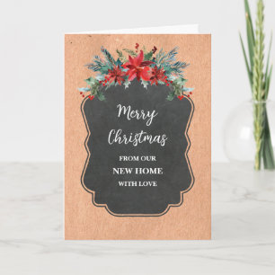 Rustic Flowers We've Moved New Address Christmas Card