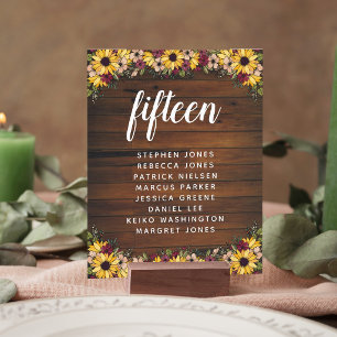 Rustic Flowers Wood Table Number Guest Name Budget