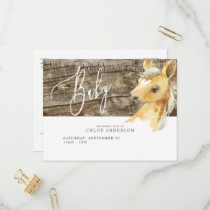 Rustic Foal Baby Shower Invitation Postcard
