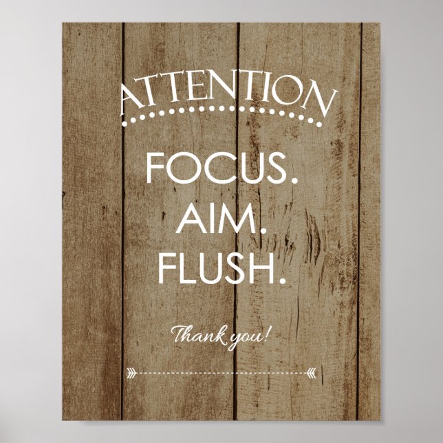Rustic Focus Aim Flush Funny Bathroom Sign (Front)