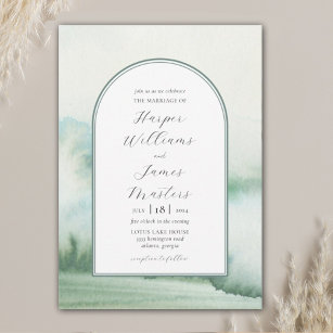 Rustic Foggy Forest Abstract Wedding Invitation