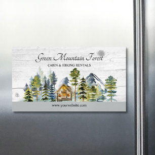 Rustic Foggy Forest Mountain Cabin Magnetic Business Card