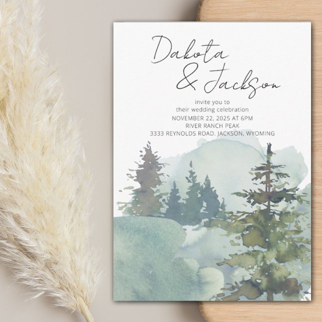 Rustic Foggy Forest Mountain Wedding Invitation (Creator Uploaded)