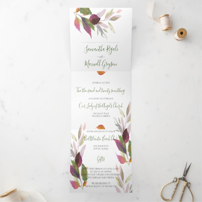 Rustic Foliage All In One Wedding Invite (Inside)