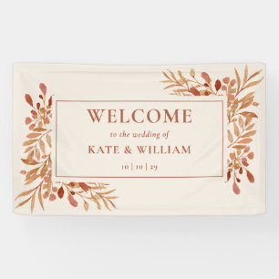 Rustic Foliage Autumn Fall Wedding Welcome Banner