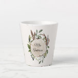 Rustic foliage chalk wood slice  latte mug<br><div class="desc">Rustic chalk board and wood slice design. With beautiful watercolor foliage,  white florals,  wood slice and script hand writing. This modern design is sure to set the style for any occasion</div>