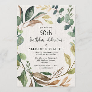 Rustic foliage fall any age adult birthday party invitation