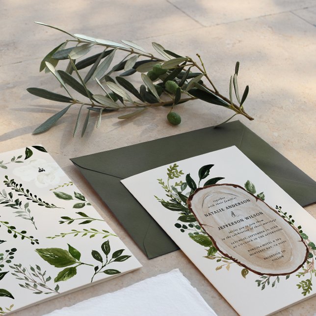 Rustic Foliage Farmhouse Elegant Botanical Wedding Invitation (Creator Uploaded)