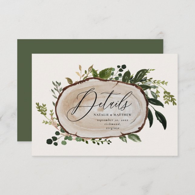 Rustic Foliage Farmhouse Elegant Wedding details   Enclosure Card (Front/Back)
