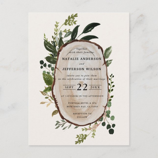 Rustic Foliage Farmhouse Wedding invitation (Front)