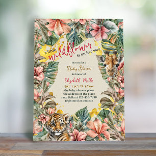 Rustic Foliage Little Wildflower Baby Girl Shower Invitation