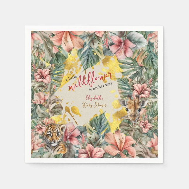 Rustic Foliage Little Wildflower Baby Girl Shower Napkin (Front)