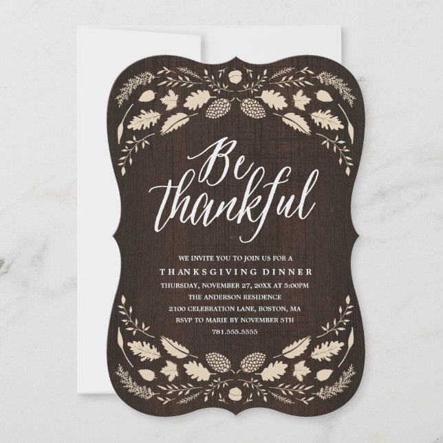 Rustic Foliage | Thanksgiving Dinner Invitation (Front)