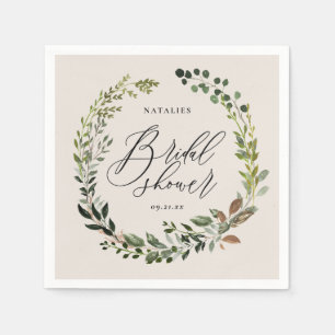 Rustic foliage wreath bridal shower party napkin