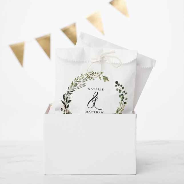 Rustic foliage wreath fall winter wedding party favour bags (Party)