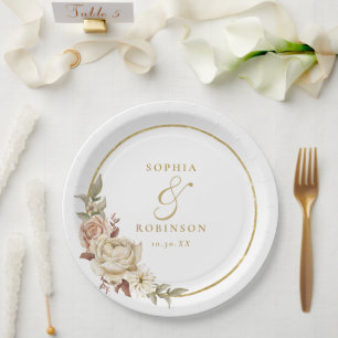 Rustic Foliage Wreath Wedding Party Paper Plate