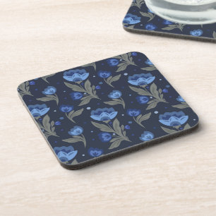 Rustic folk art floral texture coaster