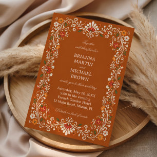 Rustic Folk Botanical Elegant Mexican Invitation